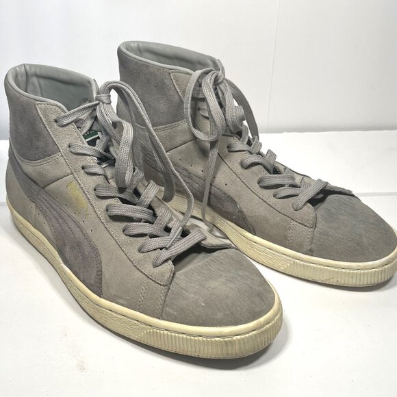 PUMA Suede Embossed Mid Hi Gray Sneakers Trainers 356340-16 US Size 11-1/2 - Picture 1 of 12